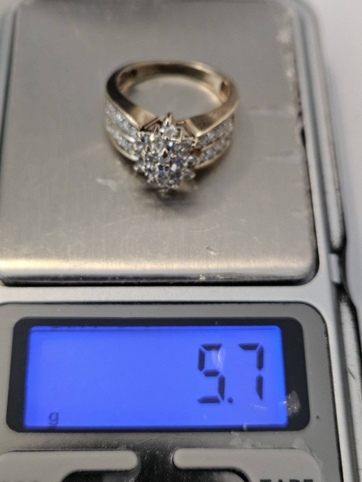 10K Solid Yellow Gold Ring with Round Diamonds Vintage Estate Size 6.5, 5.7 Garm