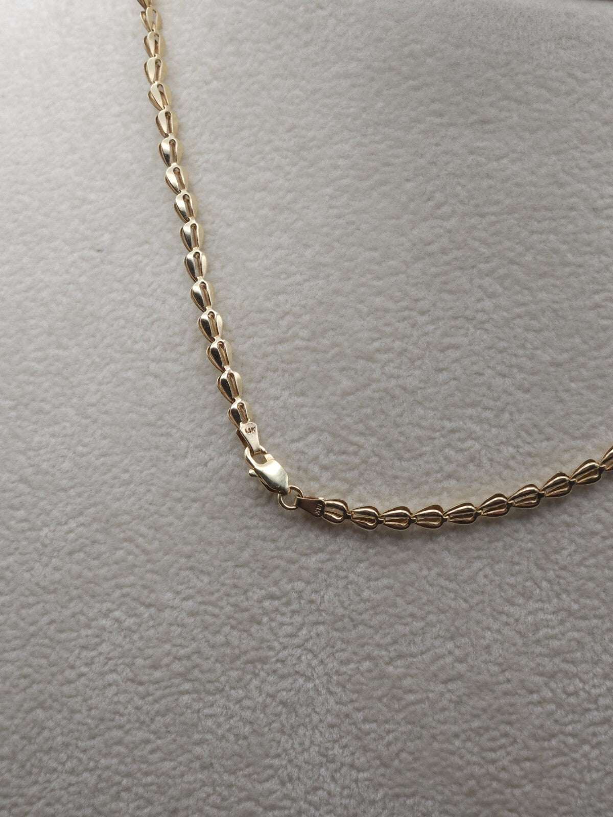 14k Gold Necklace Emerald Green Stone Yellow Gold Jewelry 18 Inches