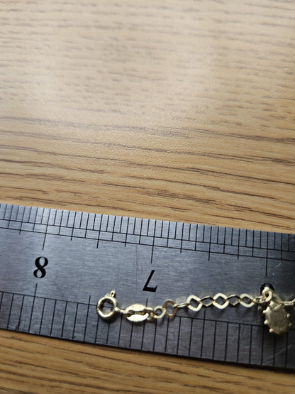 Vintage 14K Gold Enamel Ladybug Bracelet 7.4” Long