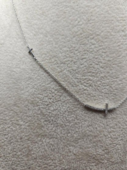 14k solid gold cross necklace for women White Gold 18 Inches 1.95 Grams