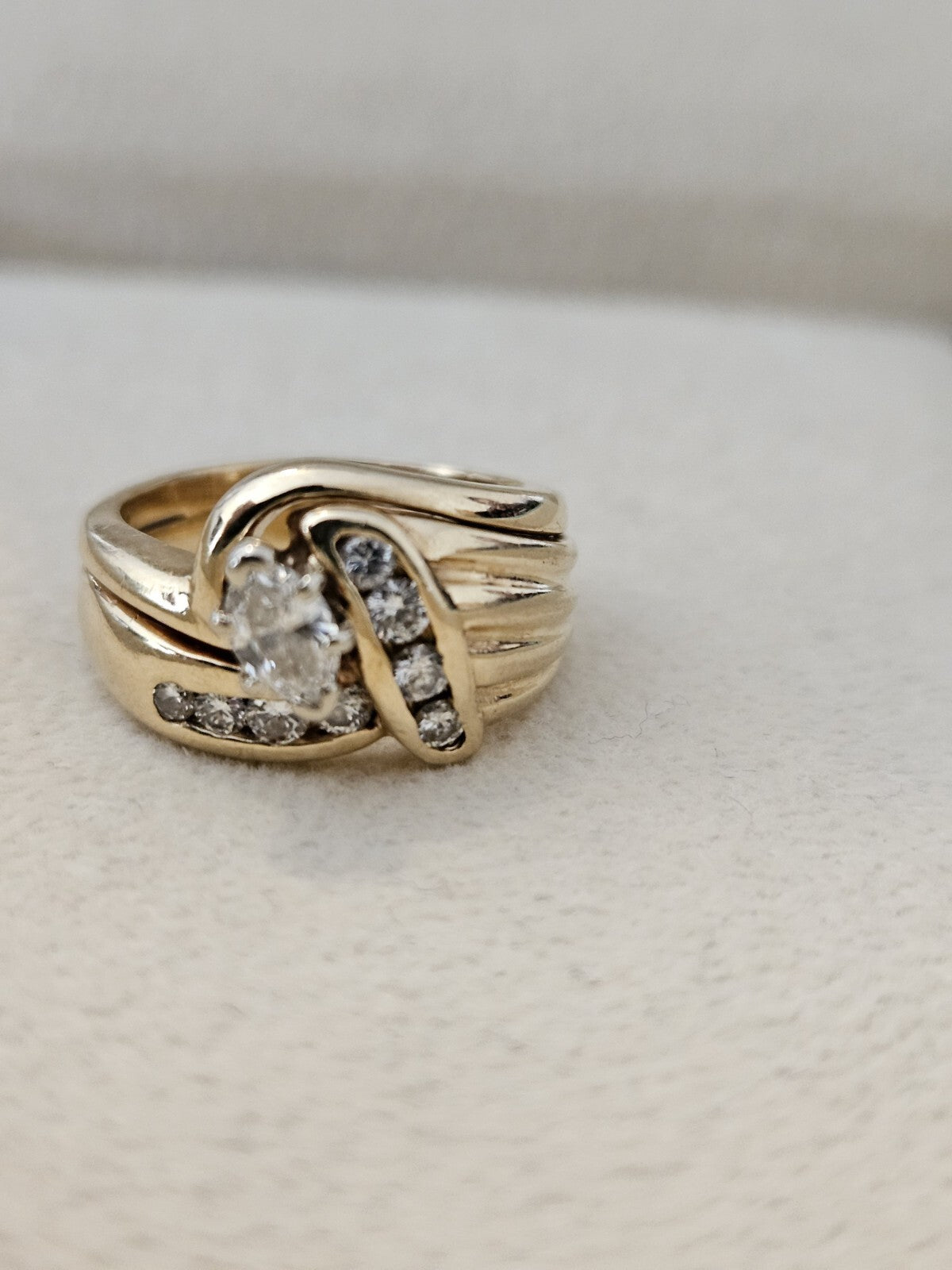 Natural Marquise Diamond Anniversary Wedding Bridal Ring 14K Gold Size 4.5 8 Gr.