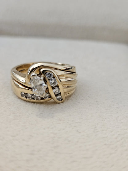 Natural Marquise Diamond Anniversary Wedding Bridal Ring 14K Gold Size 4.5 8 Gr.