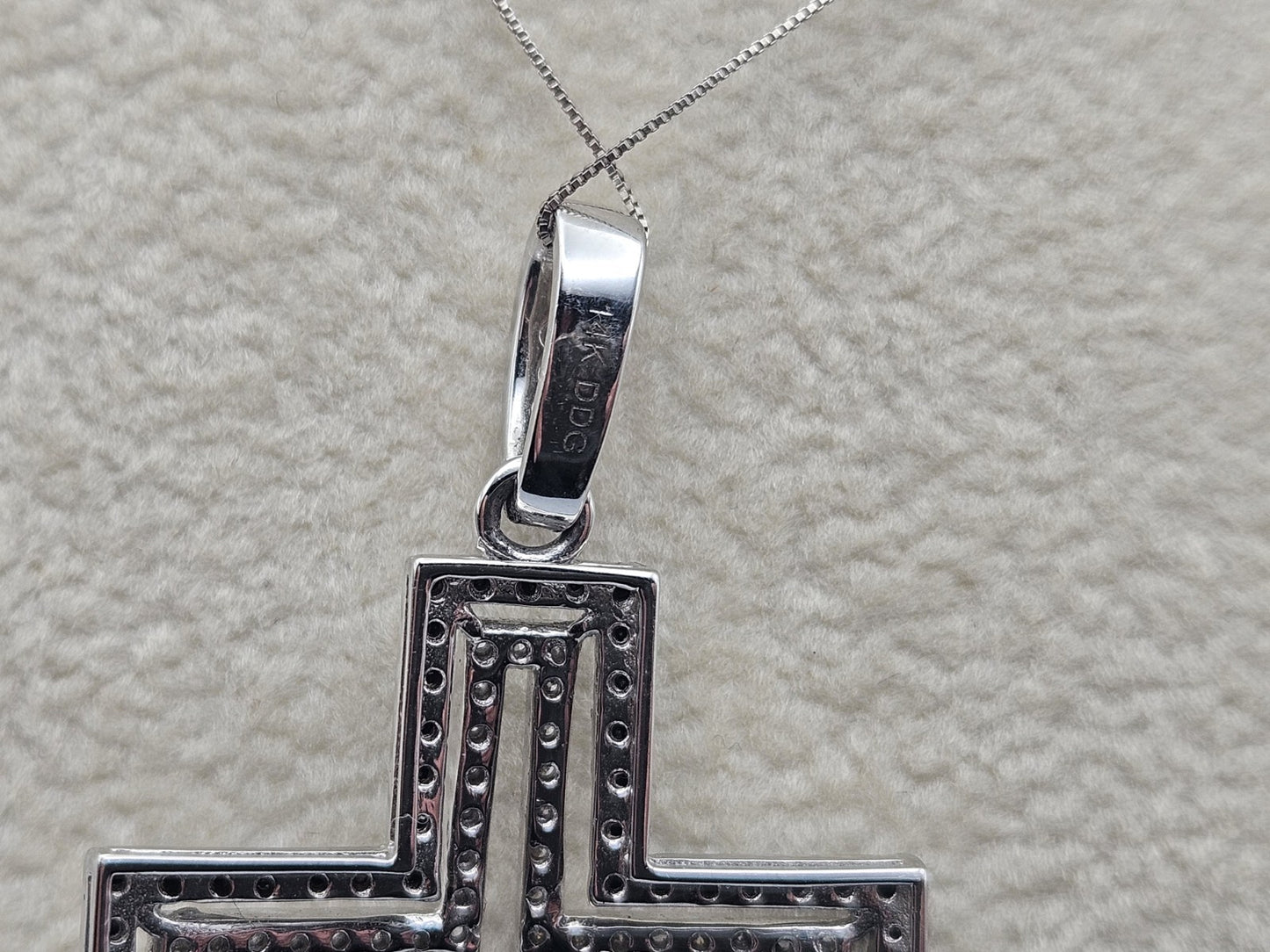 14k Gold Cross Necklace Black And White Natural Diamond Heavy 9 Gram  16.8"