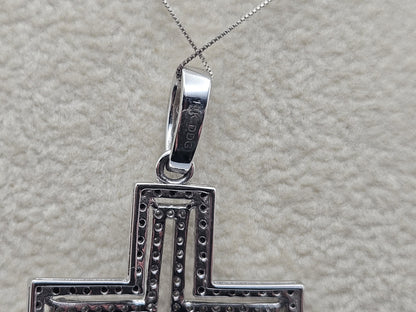 14k Gold Cross Necklace Black And White Natural Diamond Heavy 9 Gram  16.8"