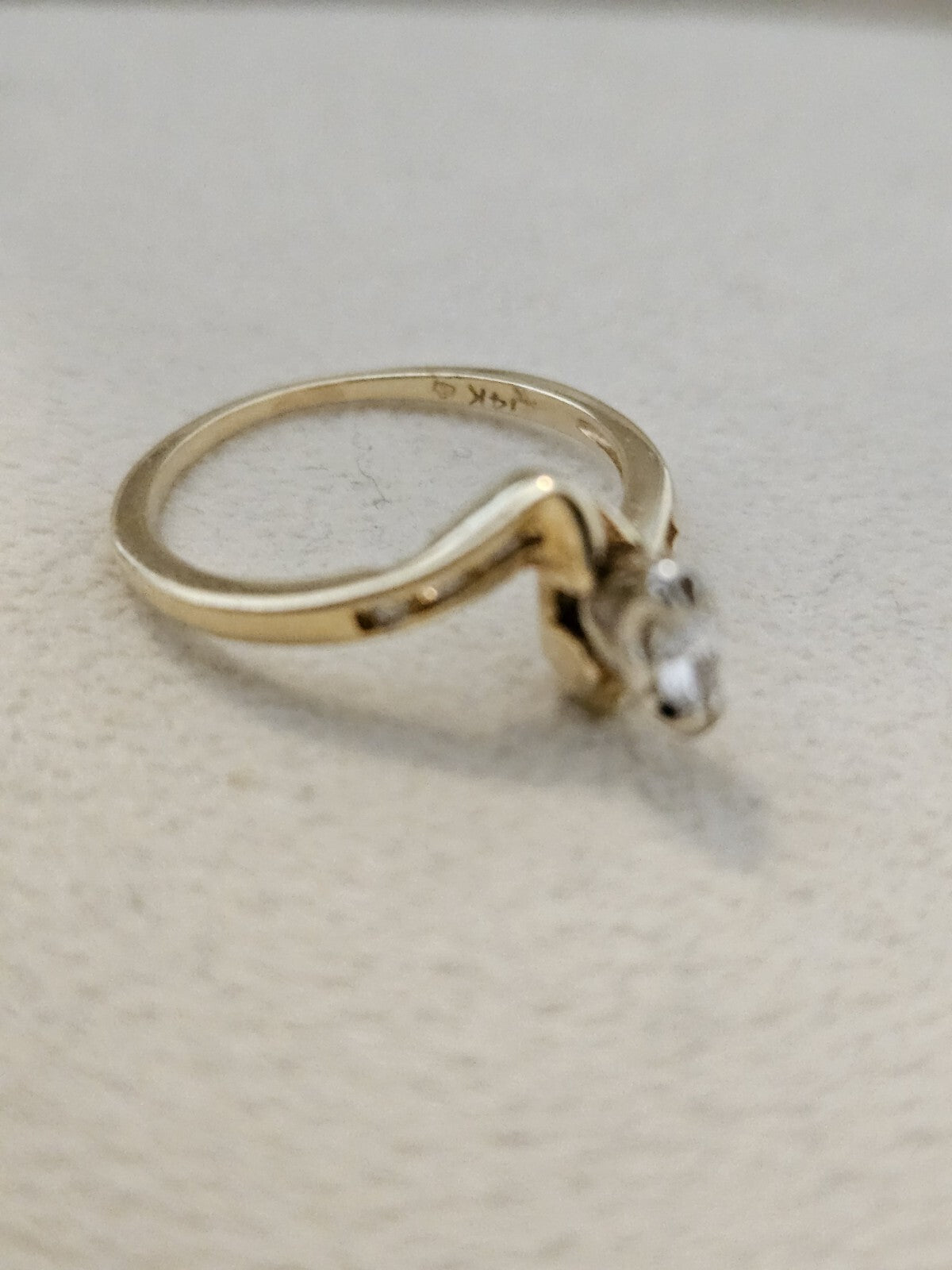 14K Yellow Gold Ring Natural Diamond Marquise Jewelry Gift Size 6.25, 2.5 Grams