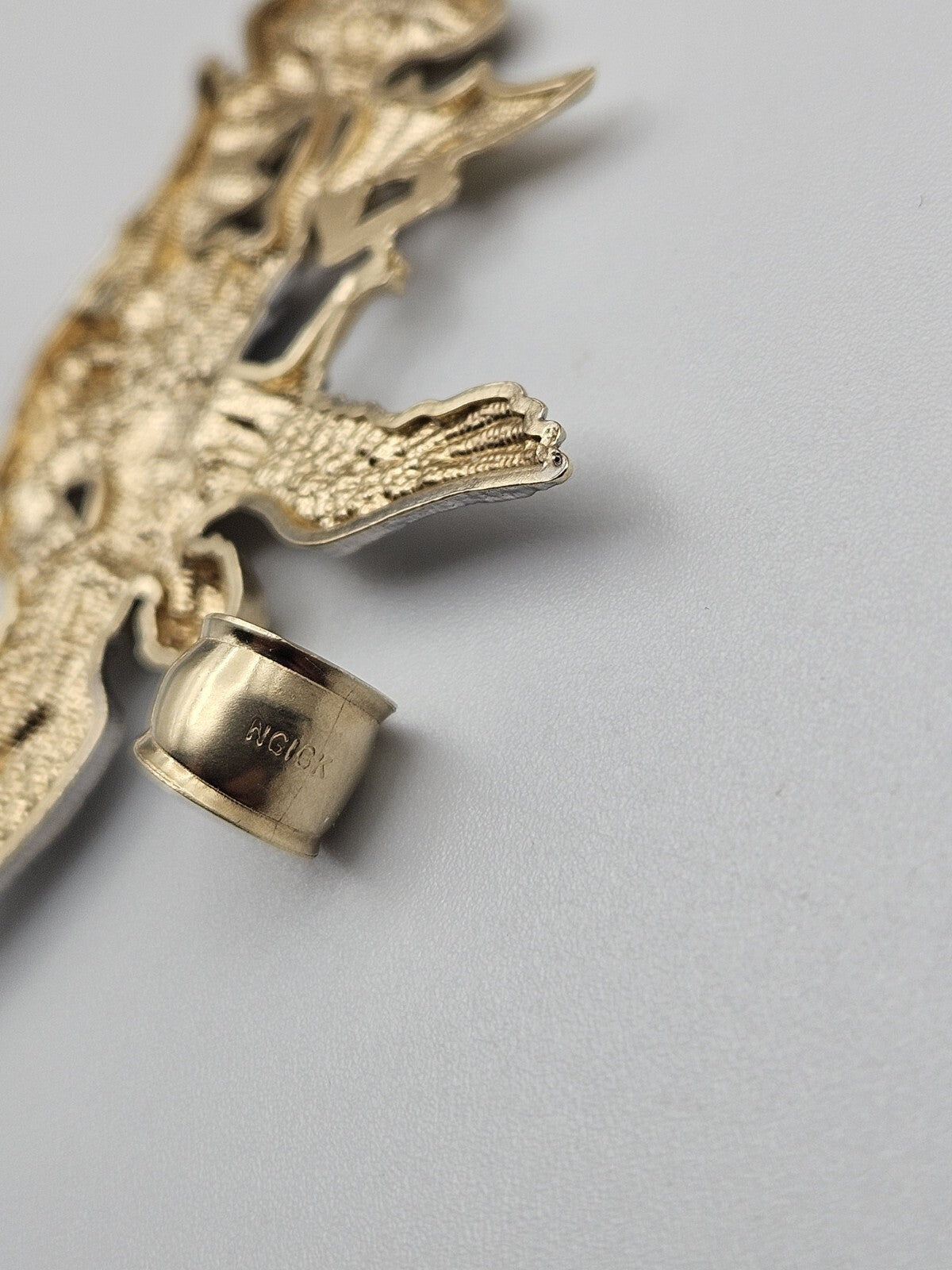 Big large solid 10k Gold saint michael miguel Pendant Charm 1.8 inches long
