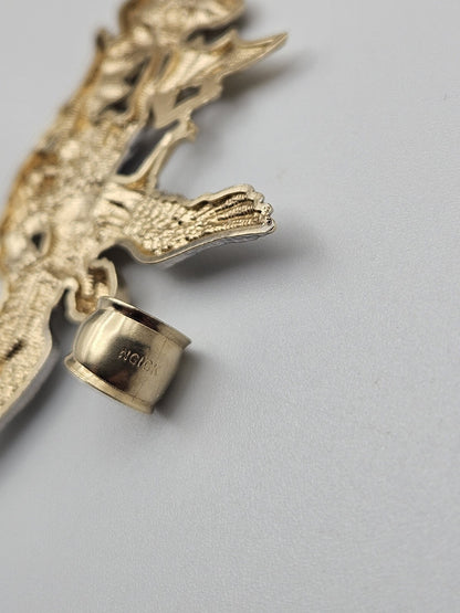 Big large solid 10k Gold saint michael miguel Pendant Charm 1.8 inches long