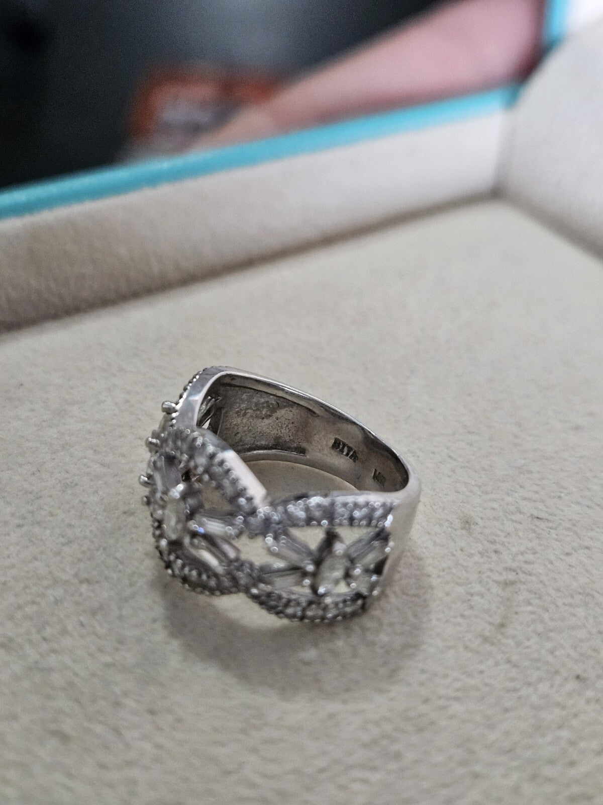 14k White Gold Ring Vintage Estate With Diamond Size 6, 5.4 Grams