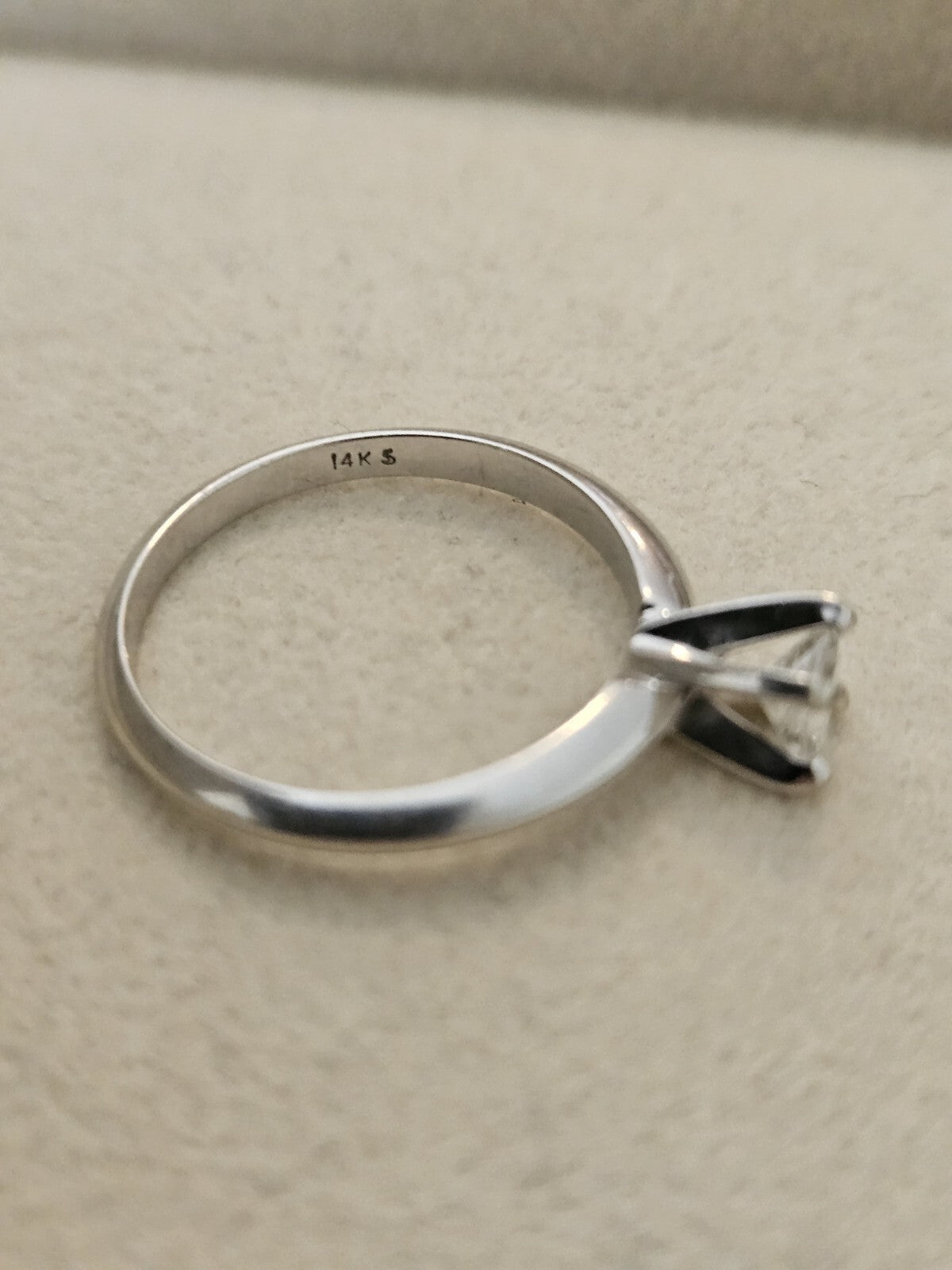 0.25ct Princess Cut Diamond Solitaire Engagement Ring 14k White Gold Size 6