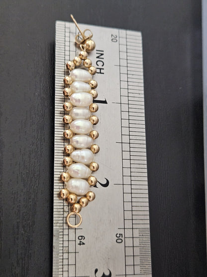 14k yellow gold necklace Set earring With Pearl Stones Set 17 Inches, 20 Grams