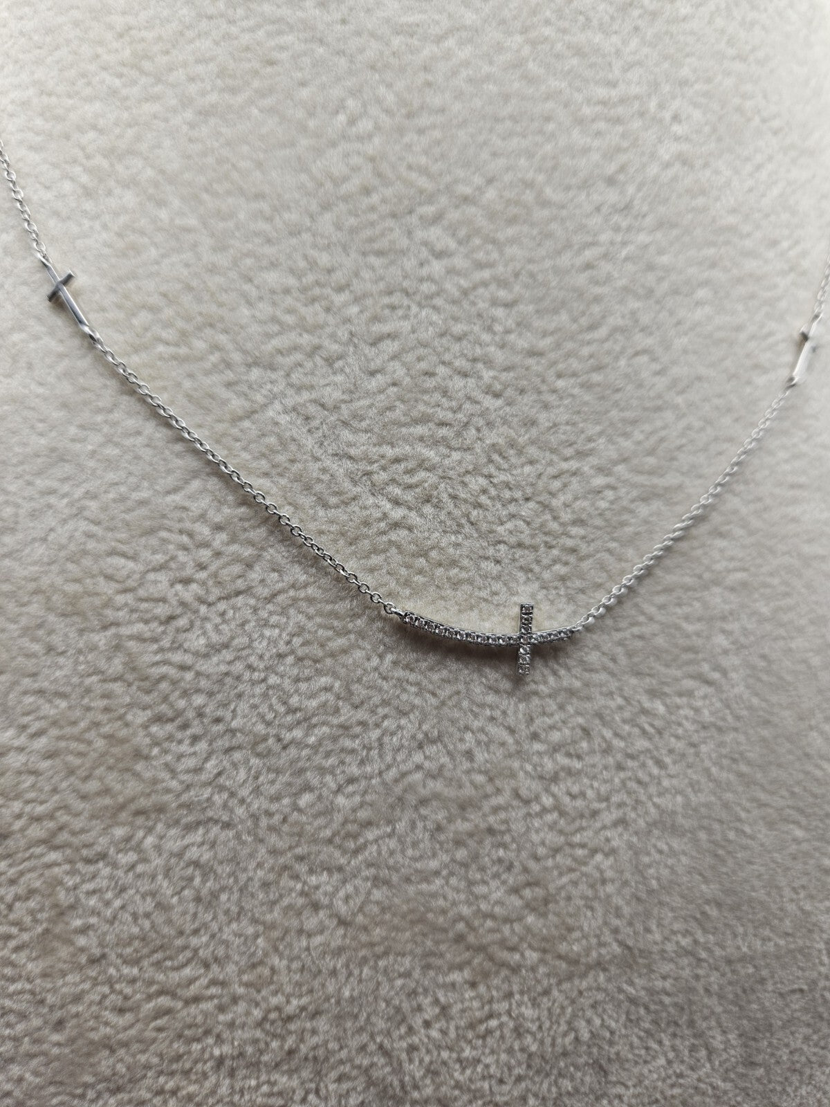 14k solid gold cross necklace for women White Gold 18 Inches 1.95 Grams