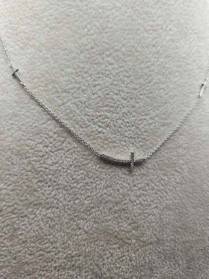14k solid gold cross necklace for women White Gold 18 Inches 1.95 Grams
