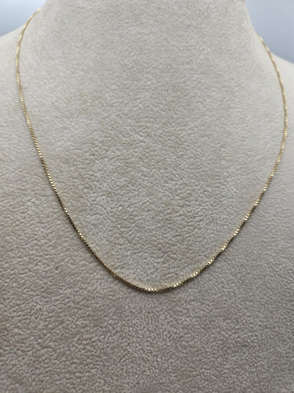 Solid 14k Yellow Gold Franco Square Box Chain Necklace 3.8grams 21"  ~1mm