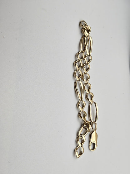 14K Yellow Gold Figaro Link Bracelet 7.7" 6mm Italy Lobster Clasp 9g Vintage