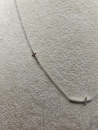 14k solid gold cross necklace for women White Gold 18 Inches 1.95 Grams