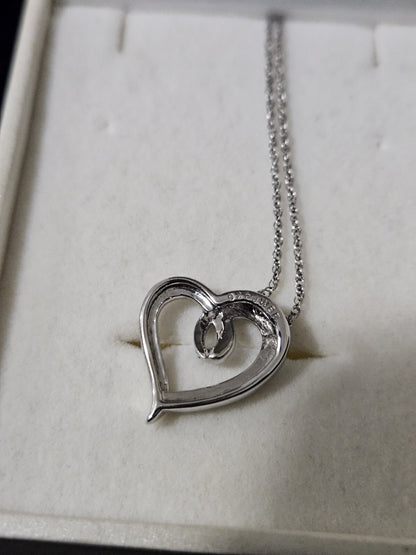 sterling silver necklace Heart 925 Stamped Women's Jewelry 18 Inches
