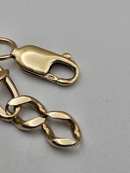 14K Yellow Gold Figaro Link Bracelet 7.7" 6mm Italy Lobster Clasp 9g Vintage