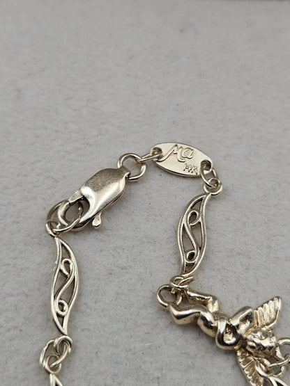 Solid 14k Yellow GOLD Angel Tennis Bracelet 5Grams length 7.9 Inches vintage