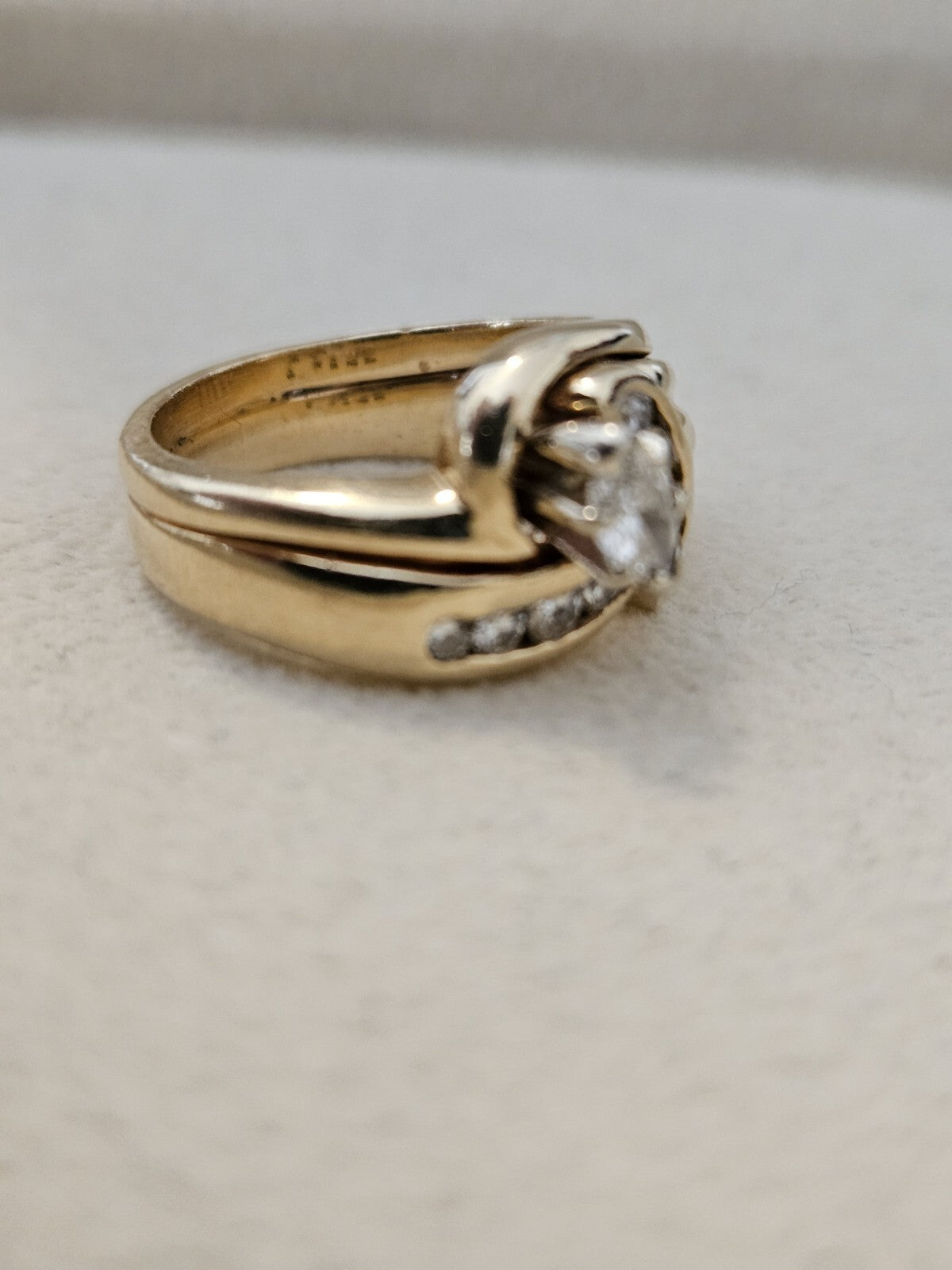 Natural Marquise Diamond Anniversary Wedding Bridal Ring 14K Gold Size 4.5 8 Gr.