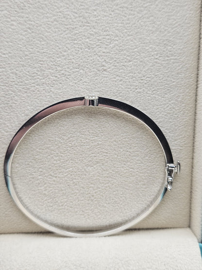 14k White Gold Bracelet With Brilliant Round Batural Diamond 0.4ct 10.7 Grams
