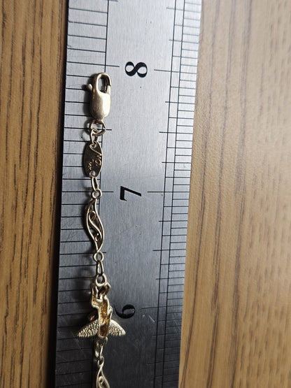 Solid 14k Yellow GOLD Angel Tennis Bracelet 5Grams length 7.9 Inches vintage