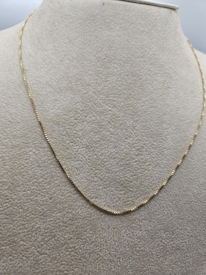 Solid 14k Yellow Gold Franco Square Box Chain Necklace 3.8grams 21"  ~1mm