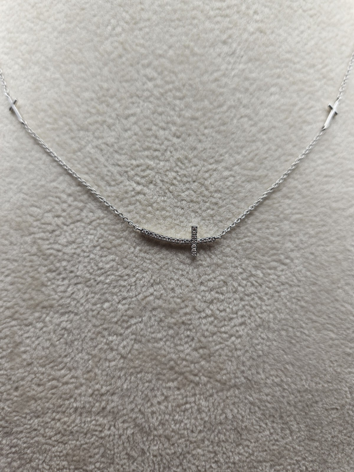 14k solid gold cross necklace for women White Gold 18 Inches 1.95 Grams