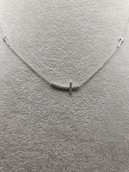 14k solid gold cross necklace for women White Gold 18 Inches 1.95 Grams