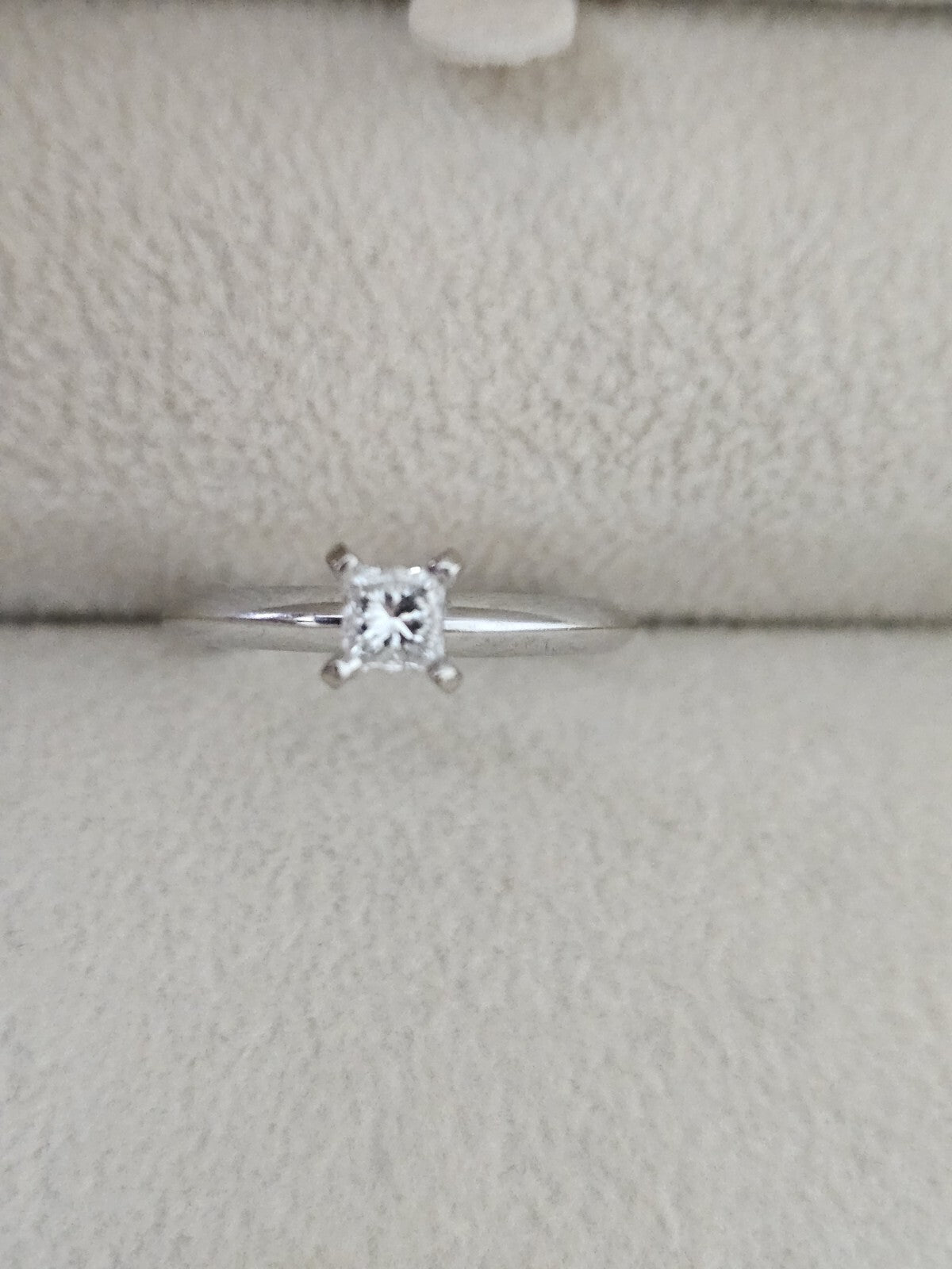0.25ct Princess Cut Diamond Solitaire Engagement Ring 14k White Gold Size 6