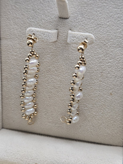 14k yellow gold necklace Set earring With Pearl Stones Set 17 Inches, 20 Grams