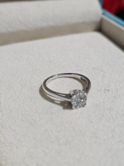 Round Brilliant Cut Simulated Diamond Ring Solitaire 14k White Gold Size 7