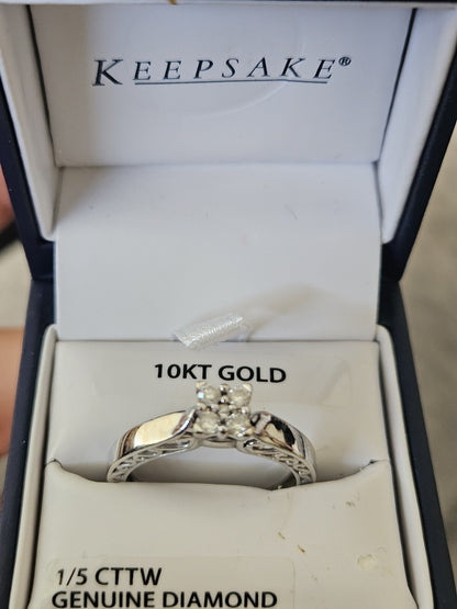 Keepsake White Gold  & 0.2 Carat Diamond Engagement Ring Size 8.25 preowned