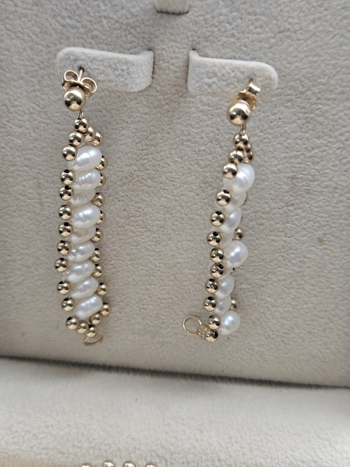14k yellow gold necklace Set earring With Pearl Stones Set 17 Inches, 20 Grams