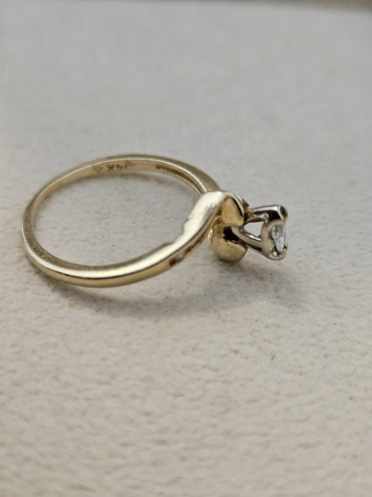 14K Yellow Gold Ring Natural Diamond Marquise Jewelry Gift Size 6.25, 2.5 Grams