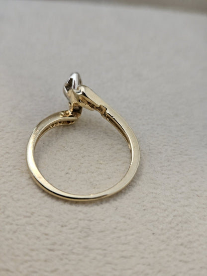 14K Yellow Gold Ring Natural Diamond Marquise Jewelry Gift Size 6.25, 2.5 Grams