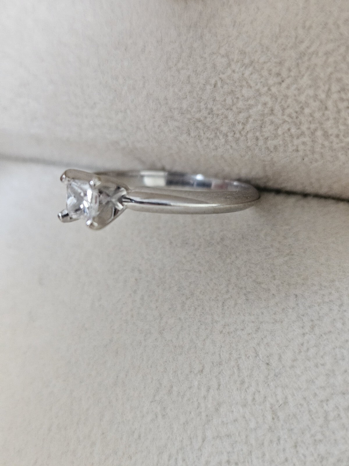 0.25ct Princess Cut Diamond Solitaire Engagement Ring 14k White Gold Size 6
