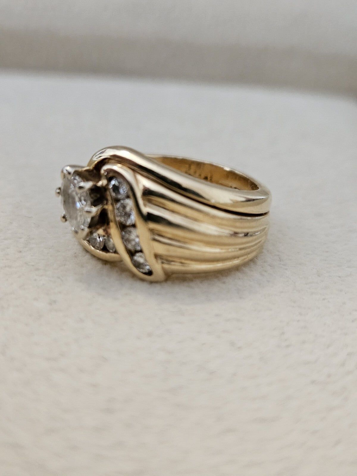 Natural Marquise Diamond Anniversary Wedding Bridal Ring 14K Gold Size 4.5 8 Gr.