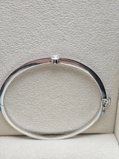 14k White Gold Bracelet With Brilliant Round Batural Diamond 0.4ct 10.7 Grams