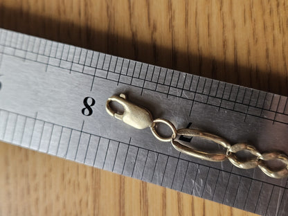 14K Yellow Gold Figaro Link Bracelet 7.7" 6mm Italy Lobster Clasp 9g Vintage