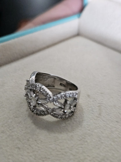14k White Gold Ring Vintage Estate With Diamond Size 6, 5.4 Grams