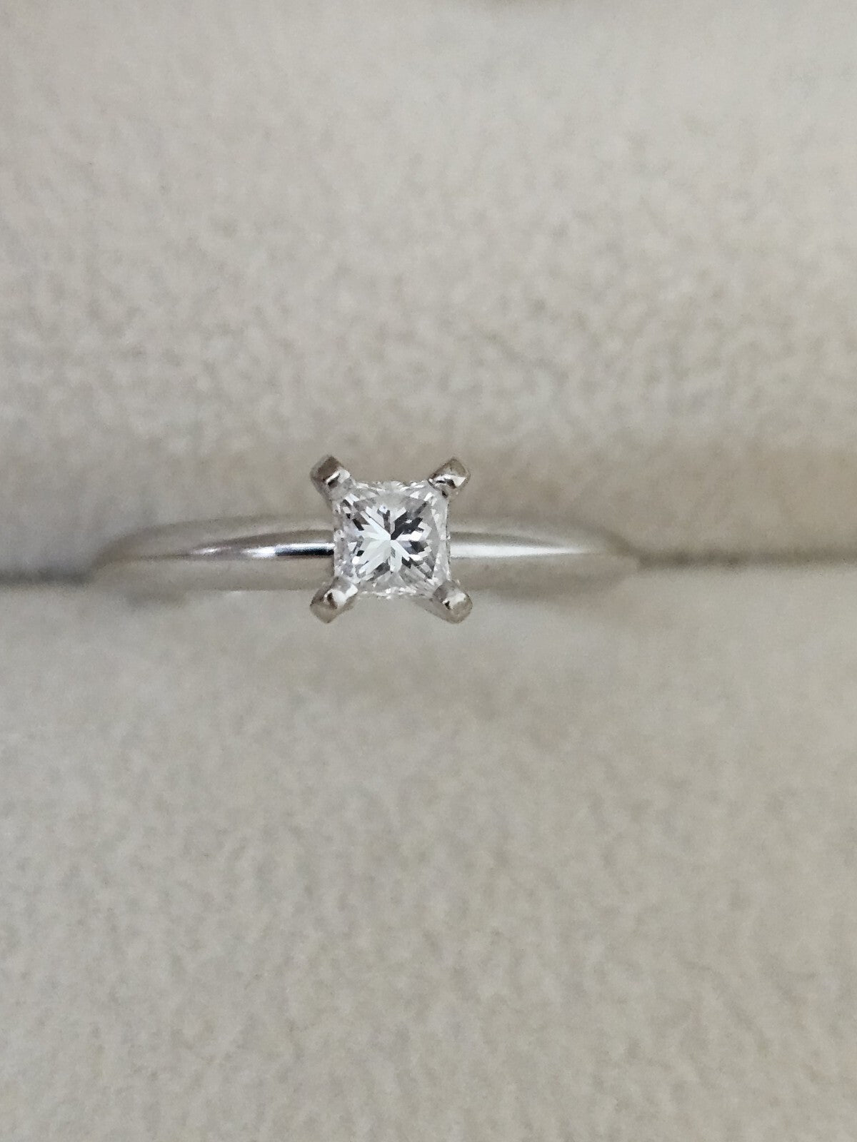 0.25ct Princess Cut Diamond Solitaire Engagement Ring 14k White Gold Size 6