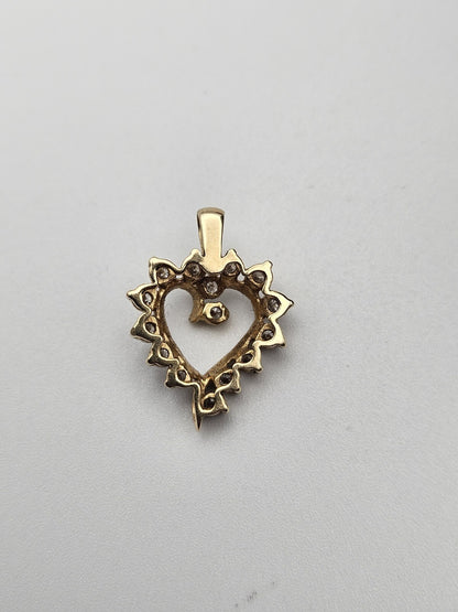 Valentine Natural round diamond 14k Yellow Gold wedding heart Pendant