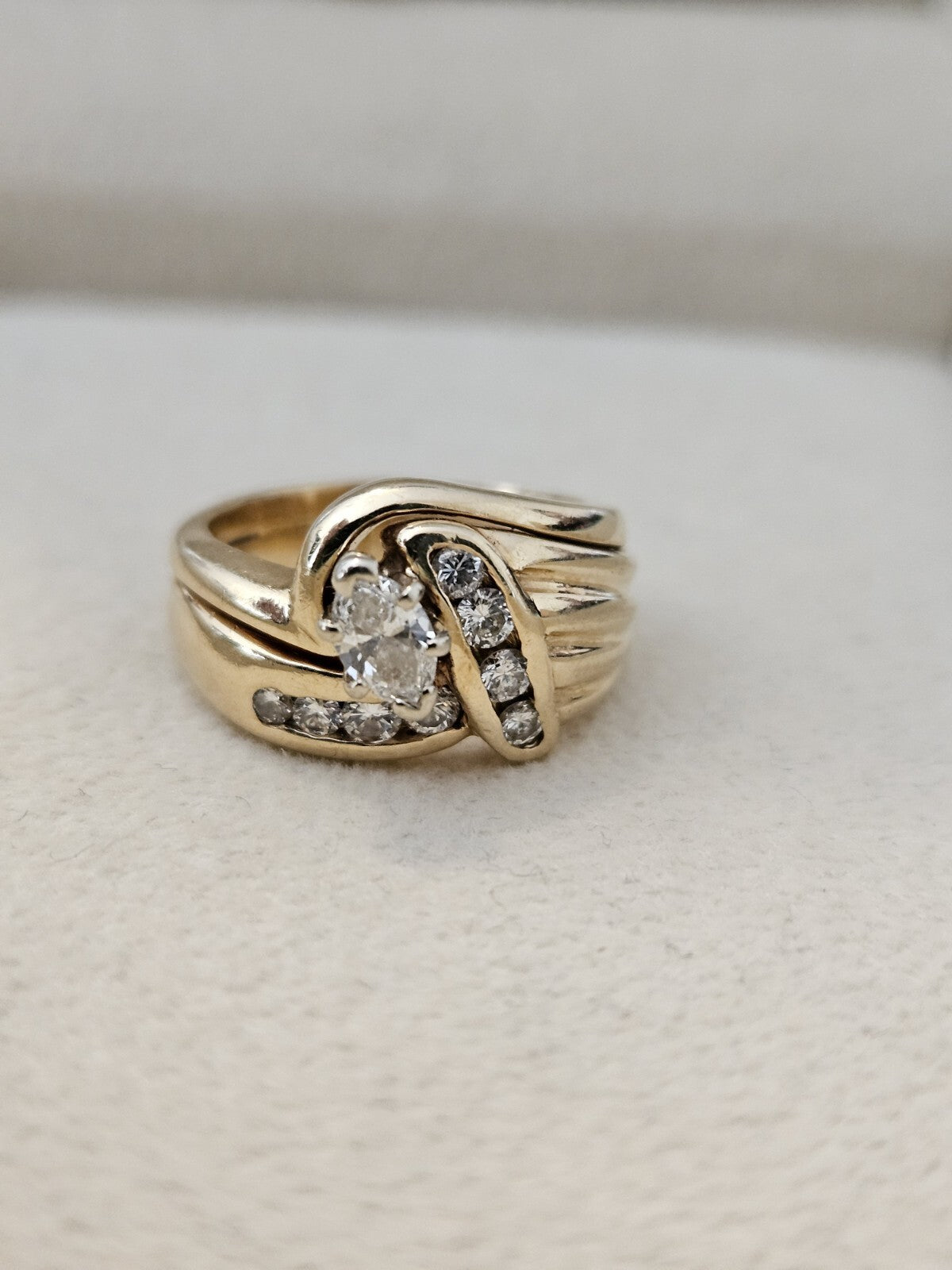 Natural Marquise Diamond Anniversary Wedding Bridal Ring 14K Gold Size 4.5 8 Gr.