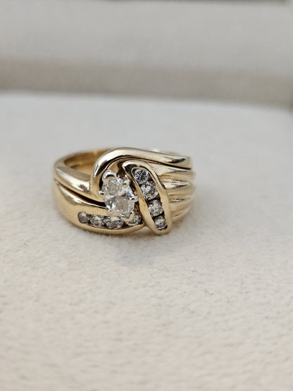 Natural Marquise Diamond Anniversary Wedding Bridal Ring 14K Gold Size 4.5 8 Gr.