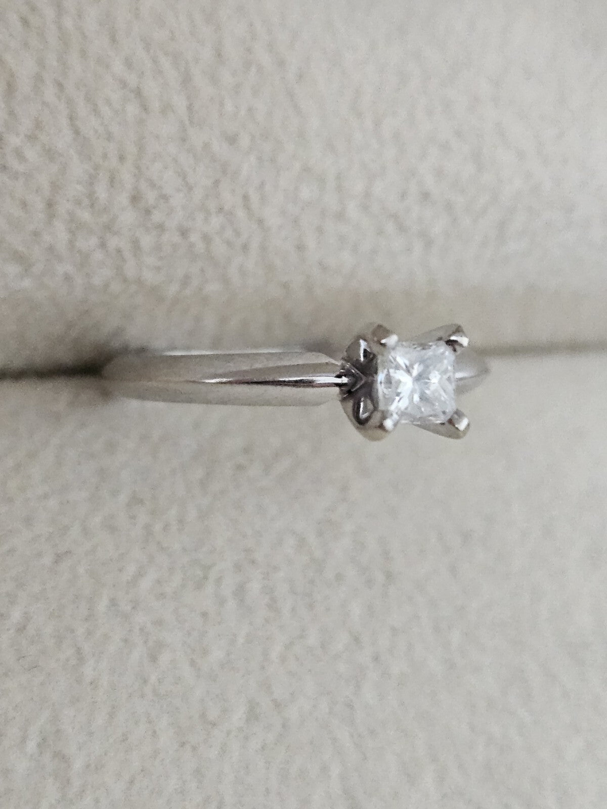 0.25ct Princess Cut Diamond Solitaire Engagement Ring 14k White Gold Size 6