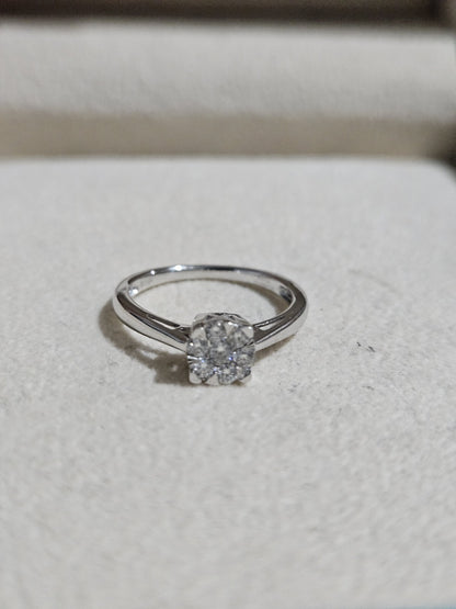Round Brilliant Cut Simulated Diamond Ring Solitaire 14k White Gold Size 7