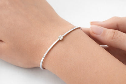 14k White Gold Bracelet With Brilliant Round Batural Diamond 0.4ct 10.7 Grams