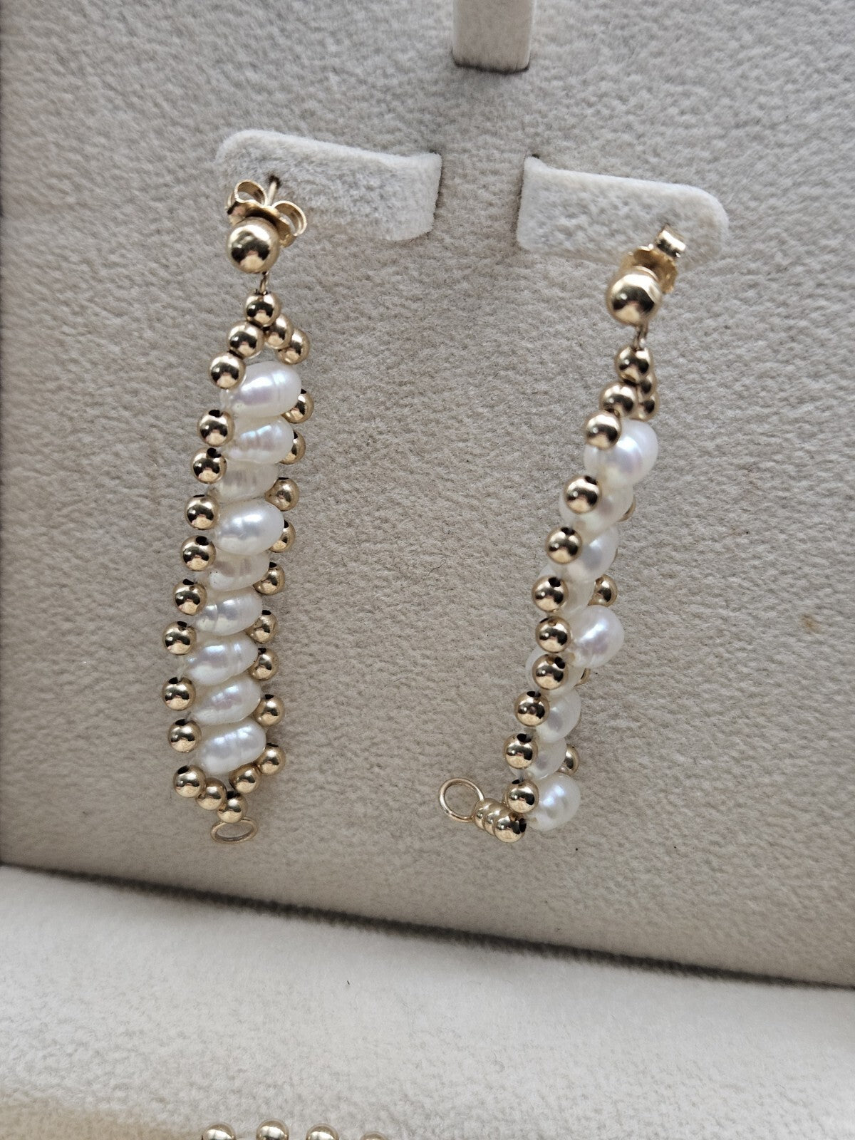 14k yellow gold necklace Set earring With Pearl Stones Set 17 Inches, 20 Grams