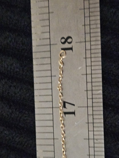 10k gold necklace with pendant blue stone round 2.3 Gr 18 Inches
