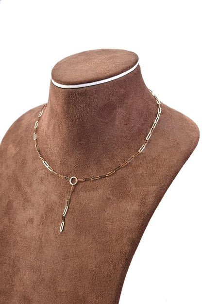 18k Gold Paperclip Necklace, Paperclip Gold Chai, Real Solid Gold , Chain supply, Necklace 18K Shiny Gold Chain Necklace Birthday Gift